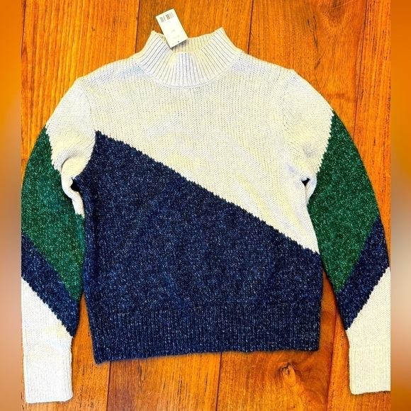 NWT Banana Republic Assymetrical Preppy Navy Pine Green Metallic Holiday / XSM - Picture 1 of 12